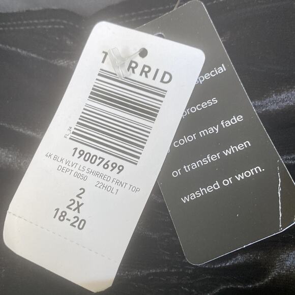 Torrid black Stretch Velvet Shirred Front Off The Shoulder Top - Picture 6 of 9